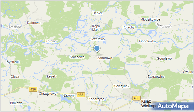 mapa Zaborowo, Zaborowo gmina Książ Wielkopolski na mapie Targeo